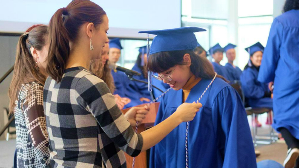 Smiling student at graduation